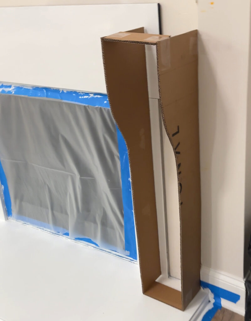 Cardboard template for curved fireplace sides